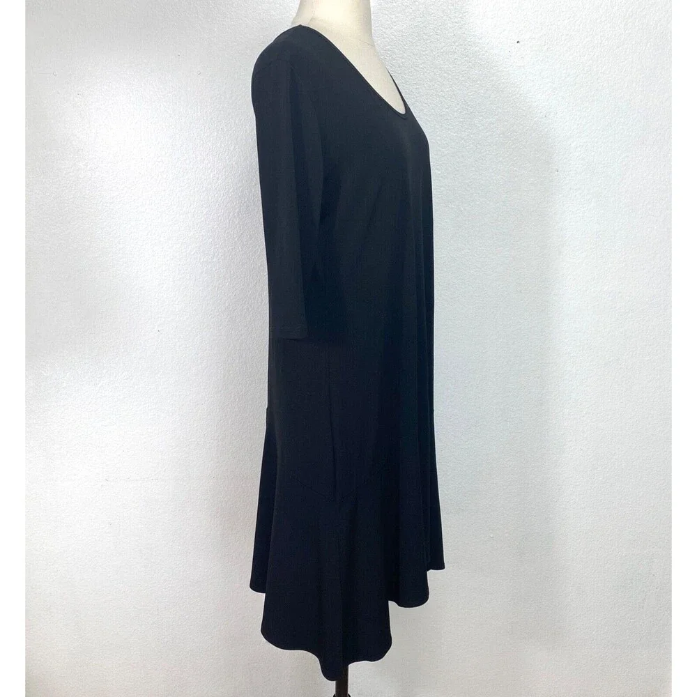 Clara SunWoo Woman Black Knit Dress Medium Scoop Neck Designer Career Travel USA